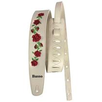 Correia Guitarra Violão Baixo Alça Basso Vt Fl Floral Bege