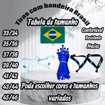 Correia para sandalia kit 2 pares alças com bandeira Brasil original exclusiva confortável macias Correia para sandalia kit 2 pares alças com bandeira Brasil original exclusiva confortável macias
