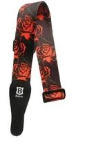 Correia vintage sintetico larga violão viola contrabaixo guitarra rosa vermelha floral estampada