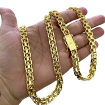 Corrente 10mm Cadeado Duplo Fecho 750 Banhado Ouro 18K Corrente 10mm Cadeado Duplo Fecho 750 Banhado Ouro 18K