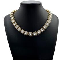 Corrente 12mm Brilhantes Fecho Premium Banhado a Ouro 18k