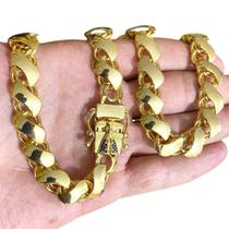 Corrente 13mm Dupla Face Nossa Senhora Cravejada Ouro 18k