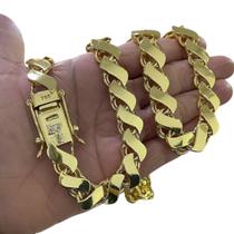 Corrente 13mm Friso S Fecho Premium 7 Crav Banhado Ouro
