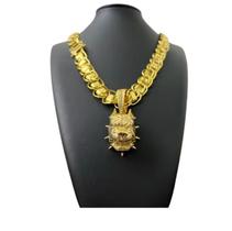 Corrente 15 mm Dubai + Pingente Pitbull identico a ouro