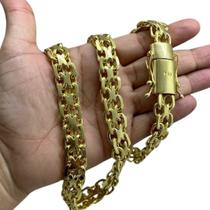 Corrente 15mm Cadeado Duplo Fecho 750 Banhado A Ouro 18K Corrente 15mm Cadeado Duplo Fecho 750 Banhado A Ouro 18K