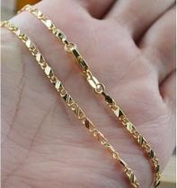 Corrente 18K 2mm Colar Flat Unissex - Banhado a Ouro