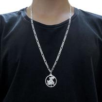 Corrente 3x1 4mm 70cm Pingente Medalha São Jorge Prata 925