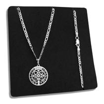 Corrente 3x1 com Pingente Medalha São Bento de Prata 925 Legítima Maciça Italiana Original 3mm 60cm e 70cm Corrente 3x1 com Pingente Medalha São Bento de Prata 925 Legítima Maciça Italiana Original 3mm 60cm e 70cm