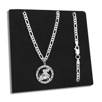 Corrente 3x1 e Pingente São Jorge Prata 925 Legítima Maciça Original Italiana 60cm e 70cm com 3mm