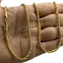 Corrente 4Mm Baiano Fecho Premium Banhado A Ouro 18K