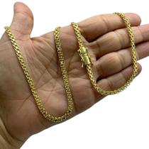 Corrente 5mm Cadeado Duplo Fecho Marcação 750 Banhado a Ouro Corrente 5mm Cadeado Duplo Fecho Marcação 750 Banhado a Ouro