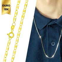 Corrente 60cm Masculina Ouro 18k Cordão Colar Ouro 750
