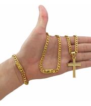 Corrente 6mm Pit Bull Com Pulseira E Pingente Banhado A Ouro