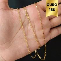 Corrente 70cm Masculina Ouro 18k Tijolinho Oca Cordão Colar Ouro