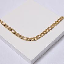Corrente Aço Inox Dourada Elos 3x1 60cm Masculina