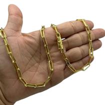 Corrente Alongado 6Mm Fecho Canhão Luxo Banhado A Ouro 18K