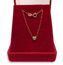 Corrente Americana em Ouro 18k Com Pingente Coração 45cm Cordão Colar Gargantilha Feminina Corrente Americana em Ouro 18k Com Pingente Coração 45cm Cordão Colar Gargantilha Feminina