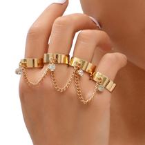 Corrente Anel Dedo Acessório Dourado Luxo Moda Mulher Corrente Anel Dedo Acessório Dourado Luxo Moda Mulher