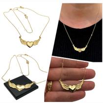 Corrente Asa com Coraçao em Ouro 18K Corrente 45 cm com Extensor no 40 cm K270