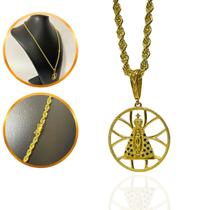 Corrente Baiano 5mm + Pingente Nossa Senhora Cravejado Corrente Baiano 5mm + Pingente Nossa Senhora Cravejado