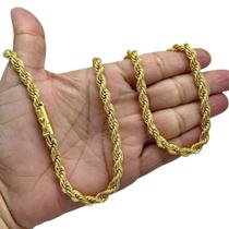 Corrente Baiano 8mm Fecho Canhão Banhado a Ouro 18k