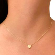 Corrente Bailarina 50cm de Ouro 18k com Pingente Coração Colar Cordão Gargantilha Feminina