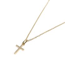 Corrente Bailarina Em Ouro 18k Com Pingente Cruz Zircônias Cordão Colar Gargantilha Feminina