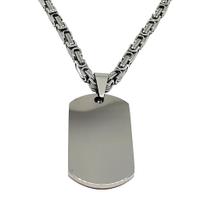 Corrente Bali E Pingente P/Gravação Placa Identificação Dog Aço Inox