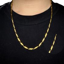 Corrente Bambu Militar Aço Inox Prateada Dourada 60cm Colar Masculino Unissex Premium Brilhante Resistente Que Nao Escurece Estilo Correntinha fina