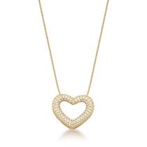 Corrente Banhada a Ouro com Pingente Coração Vazado e Zircônias