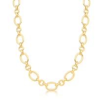 Corrente Banhada a Ouro Elos Ovais e Redondos Intercalados