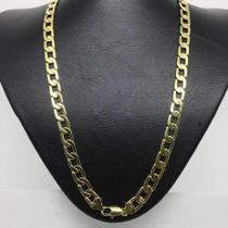 Corrente Banhada Ouro 18k Grumet 8mm 60cm Masculina Larga
