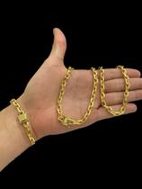 Corrente Banhado A Ouro 18K Modelo Cadeado 6mm Com Pulseira Corrente Banhado A Ouro 18K Modelo Cadeado 6mm Com Pulseira