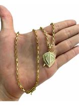 Corrente Banhado Ouro 18k Tijolinho 4mm + Pingente Fé Corrente Banhado Ouro 18k Tijolinho 4mm + Pingente Fé