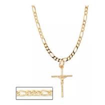 Corrente banhado ouro 3x 24k 18k e 22k masculina fina 60 cm com crucifixo cruz cristo ouro 18k rommanel 530109 540027 Corrente banhado ouro 3x 24k 18k e 22k masculina fina 60 cm com crucifixo cruz cristo ouro 18k rommanel 530109 540027