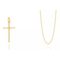 Corrente banhado ouro 3x 24k 18k e 22k unissex fina fio veneziana com pingente cruz nó rommanel 60 cm 530718 540180 Corrente banhado ouro 3x 24k 18k e 22k unissex fina fio veneziana com pingente cruz nó rommanel 60 cm 530718 540180