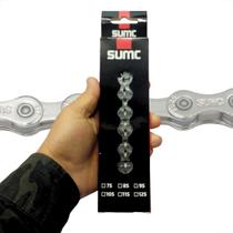 Corrente bicicleta 9 velocidades SUMC 116 elos aço com Power Link compatível roda livre