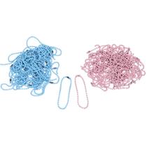 Corrente Bolinha 2,5mm 12cm Com Canoa Chaveiro Azul BB & Rosa BB - 100 Uni Cada