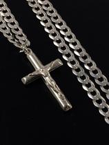 Corrente C/ Crucifixo Prata Maciça 925 Grumet Masculina 80cm