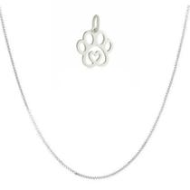 Corrente C/ Pingente Patinha Com Coração Vazado Prata 925 Kl Corrente C/ Pingente Patinha Com Coração Vazado Prata 925 Kl