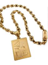 Corrente Cadeado 10Mm + Pingente Fé Diamante Banhado A Ouro