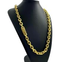 Corrente Cadeado 12mm Fecho Gaveta Banhado a Ouro 18k