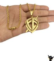 Corrente Cadeado 2mm + Pingente Fé - Banhado a Ouro 18k Corrente Cadeado 2mm + Pingente Fé - Banhado a Ouro 18k