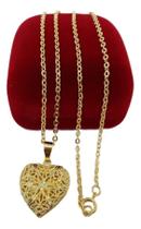 Corrente Cadeado 2mm Pingente Feminina Banhada a Ouro