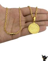 Corrente Cadeado 2mm + Pingente Jesus - Banhado a Ouro 18k