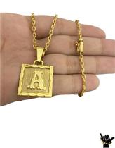 Corrente Cadeado 2Mm + Pingente Letra - Banhado A Ouro 18K Corrente Cadeado 2Mm + Pingente Letra - Banhado A Ouro 18K