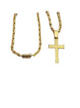 Corrente Cadeado 3Mm + Pingente Cruz - Banhado A Ouro 18K Corrente Cadeado 3Mm + Pingente Cruz - Banhado A Ouro 18K