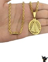 Corrente Cadeado 3mm + Pingente Nossa Senhora - Banhado a Ouro 18k Corrente Cadeado 3mm + Pingente Nossa Senhora - Banhado a Ouro 18k