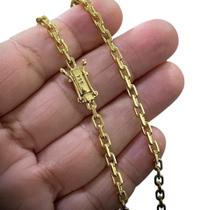 Corrente Cadeado 4Mm Fecho 750 Luxo Banhado A Ouro 18K