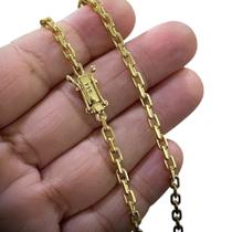 Corrente Cadeado 4mm Fecho 750 Luxo Banhado a Ouro 18k Corrente Cadeado 4mm Fecho 750 Luxo Banhado a Ouro 18k